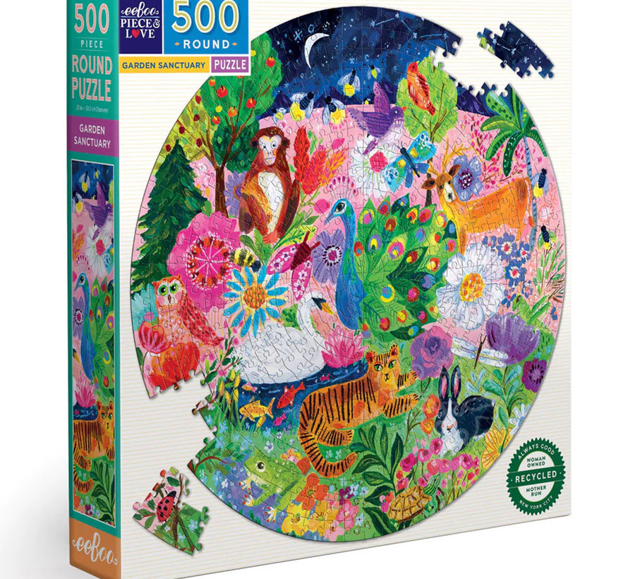 eeBoo Garden Sanctuary Round Puzzle 500pcs