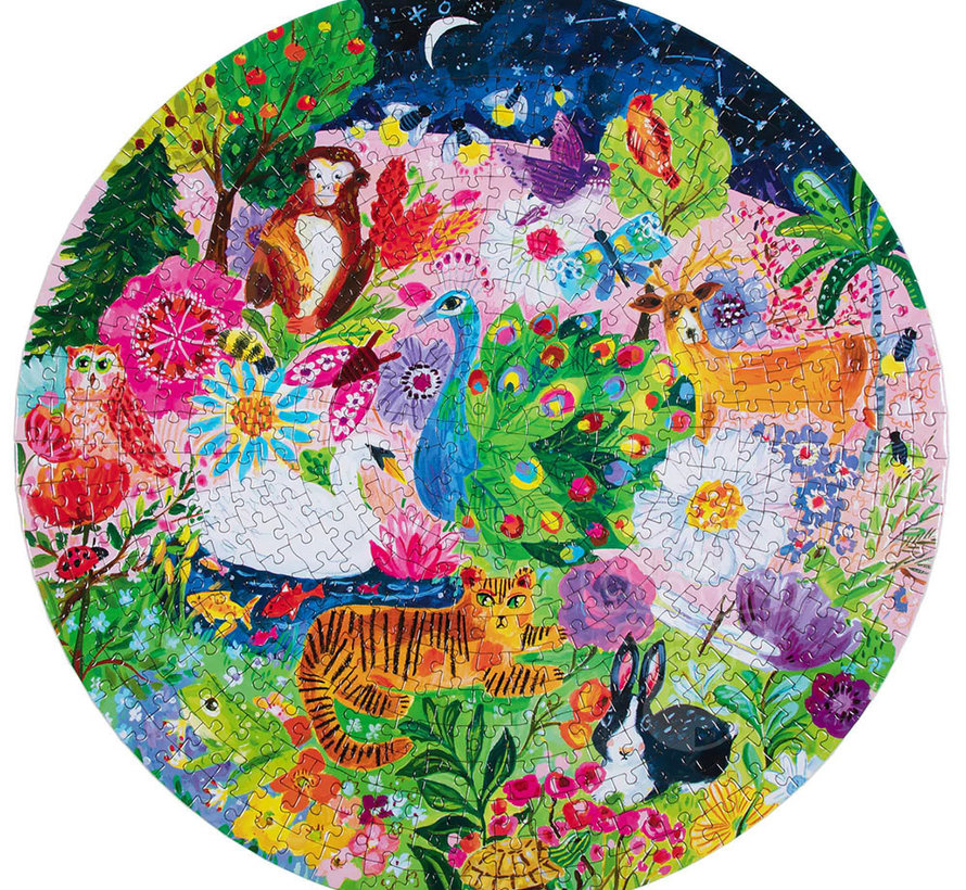 eeBoo Garden Sanctuary Round Puzzle 500pcs