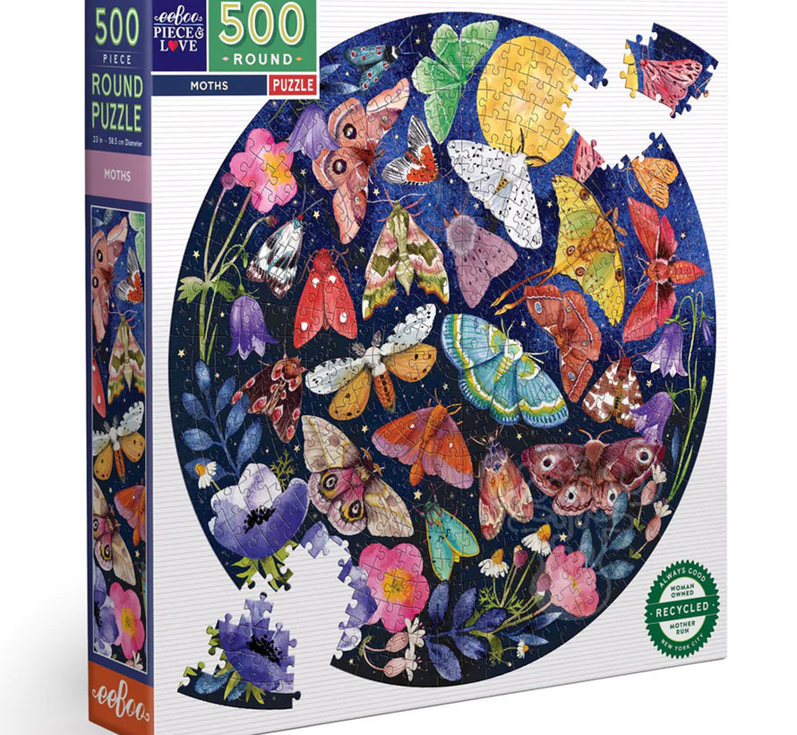 eeBoo Moths Round Puzzle 500pcs