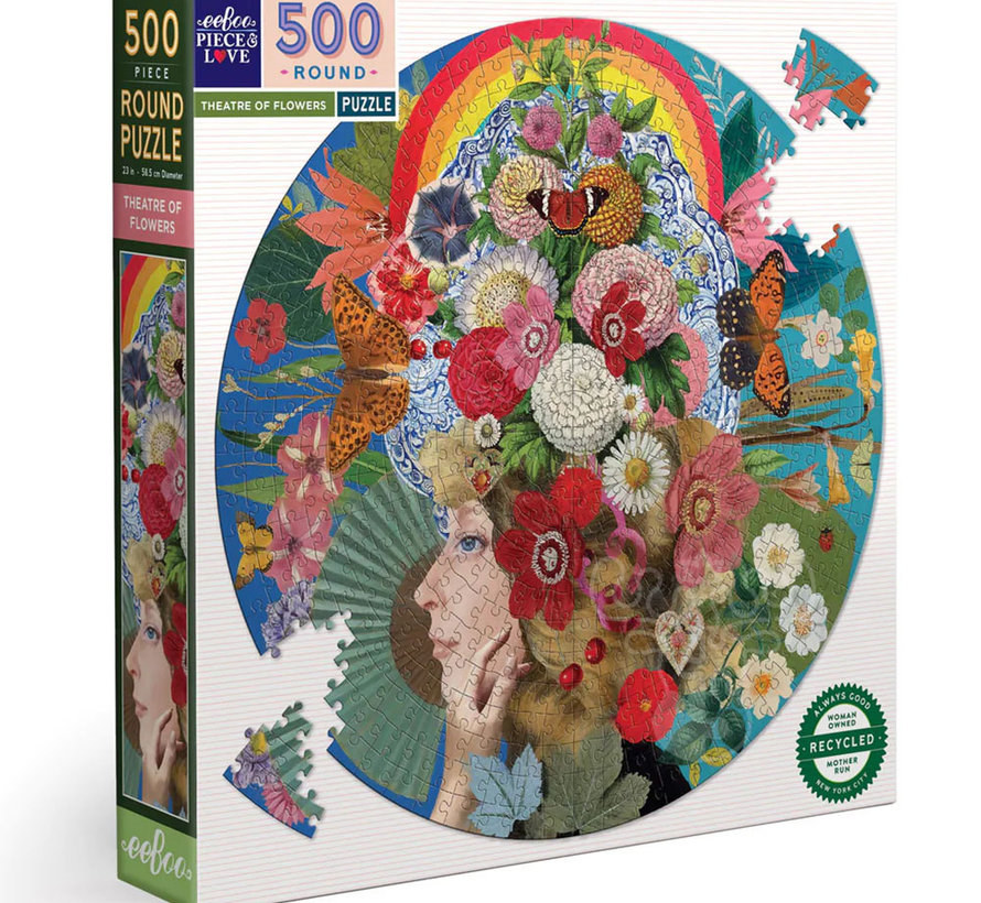 FINAL SALE eeBoo Theatre of Flowers Round Puzzle 500pcs