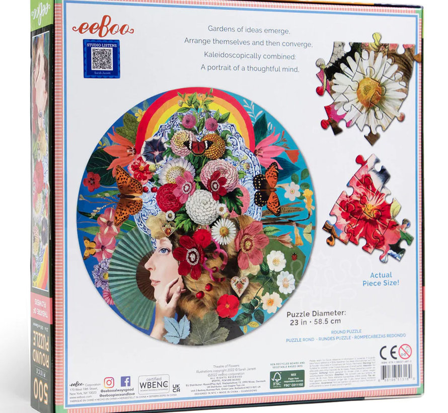 FINAL SALE eeBoo Theatre of Flowers Round Puzzle 500pcs