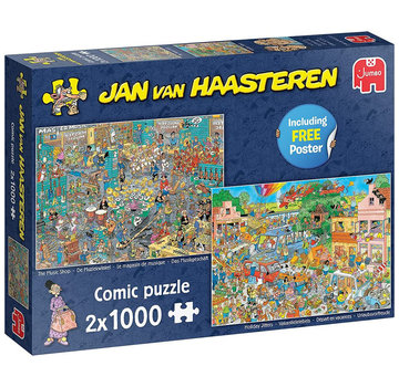 Jumbo Jumbo Jan van Haasteren The Music Shop & Holiday Jitters Puzzle 2 x 1000pcs - ORIGINAL BOX SIZE