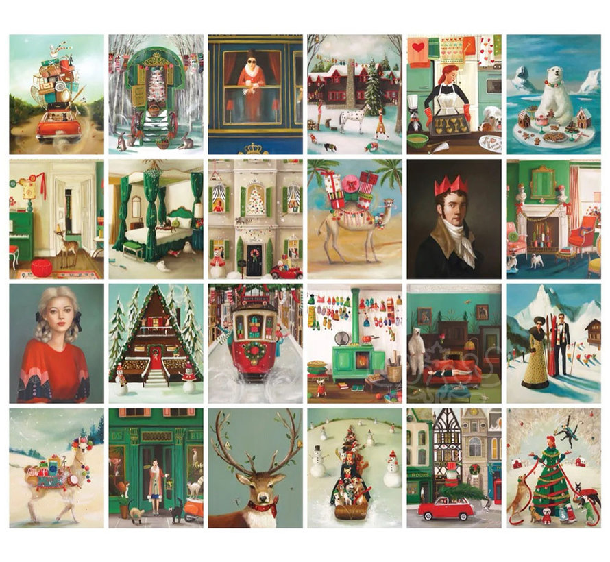 New York Puzzle Co. Janet Hill: Advent Calendar Mini Puzzle 24 x 100pcs