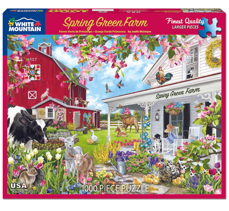 White Mountain Spring Green Farm Puzzle 1000pcs