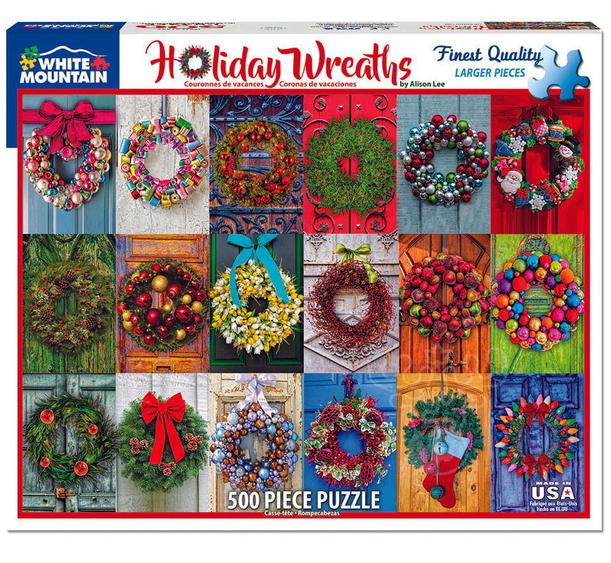 White Mountain Holiday Wreaths Puzzle 500pcs