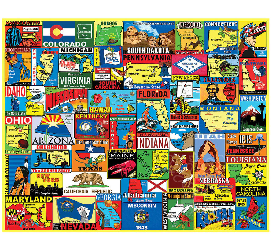 White Mountain State Stickers Puzzle 1000pcs