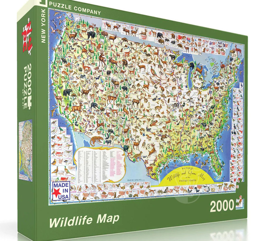 New York Puzzle Co. Wildlife Map Puzzle 2000pcs