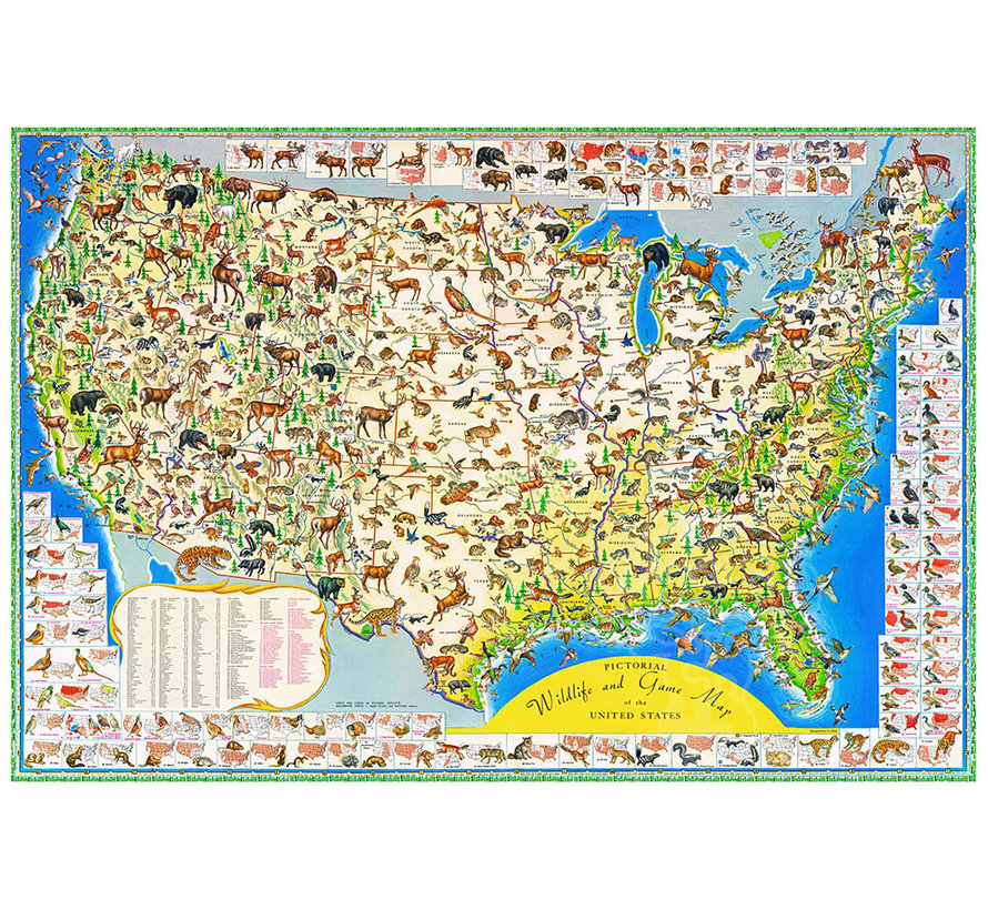 New York Puzzle Co. Wildlife Map Puzzle 2000pcs