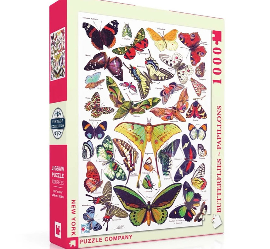 New York Puzzle Co. Vintage Collection: Butterflies ~ Papillons Puzzle 1000pcs