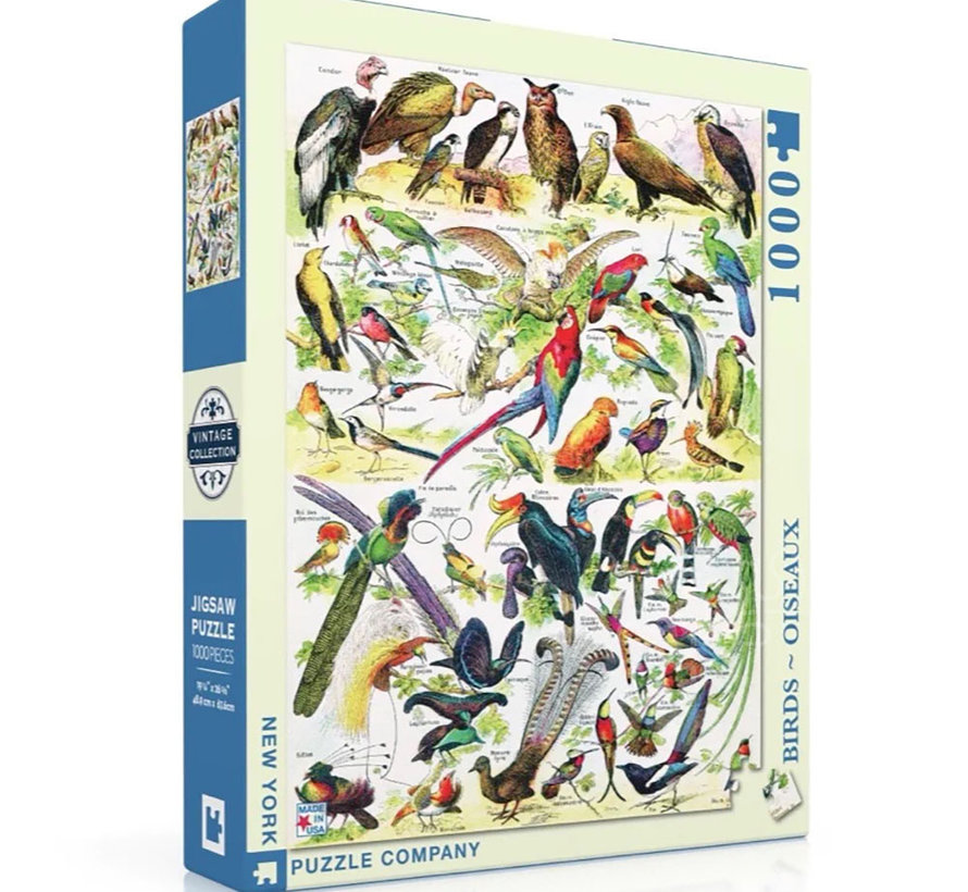 New York Puzzle Co. Vintage Collection: Birds ~ Oiseaux Puzzle 1000pcs