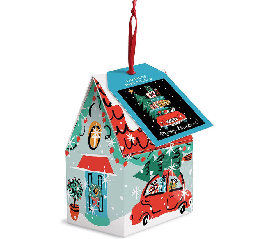 Galison Christmas Car Mini Puzzle 130pcs Ornament Box