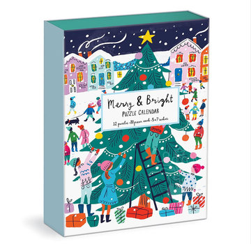Galison Galison Louise Cunningham 12 Days of Puzzles Merry and Bright Christmas Countdown Mini Puzzle 12 x 80pcs