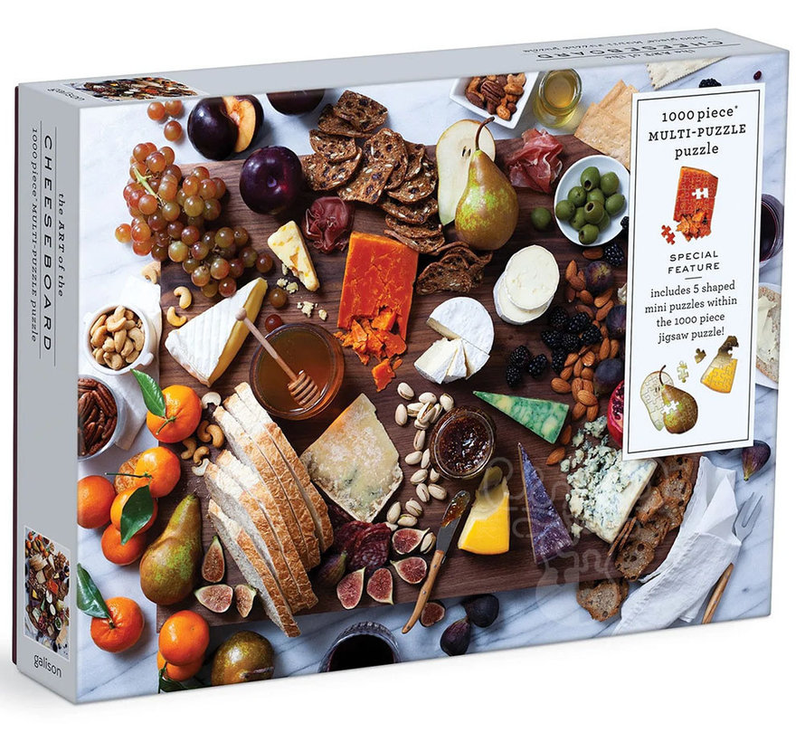 Galison The Art of the Cheeseboard Puzzle 1000pcs includes 5 Shaped Mini Puzzles within