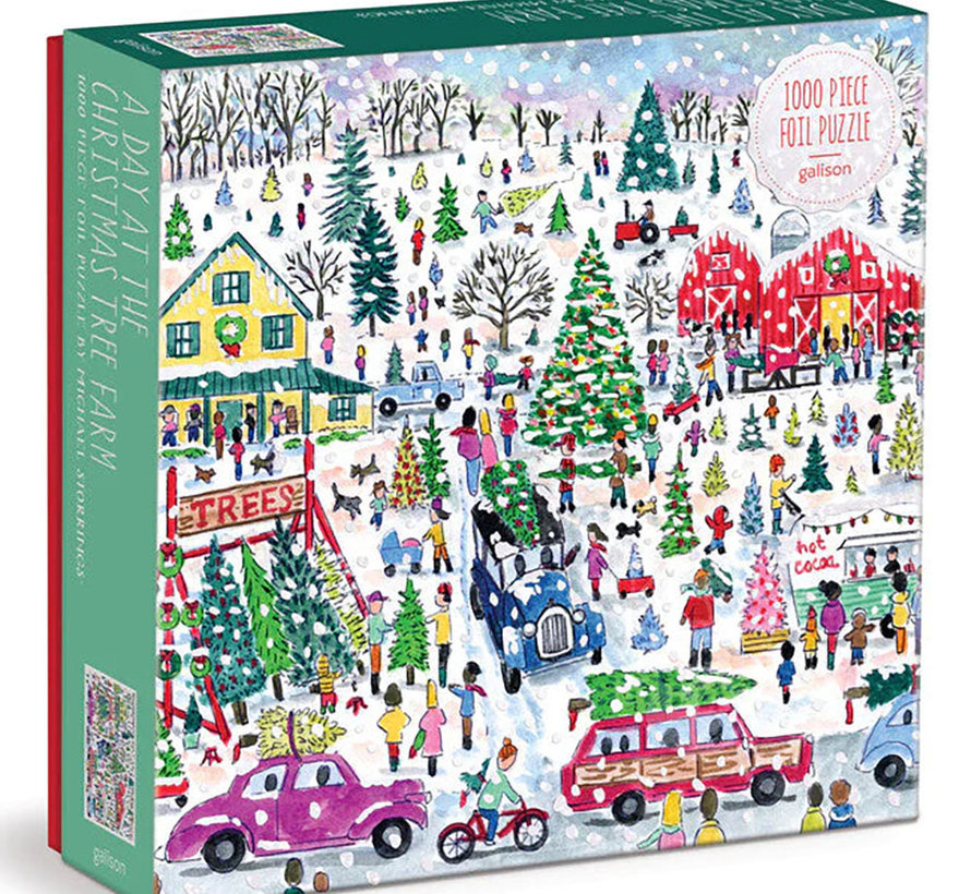 Galison Michael Storrings A Day at the Christmas Tree Farm Puzzle 1000pcs