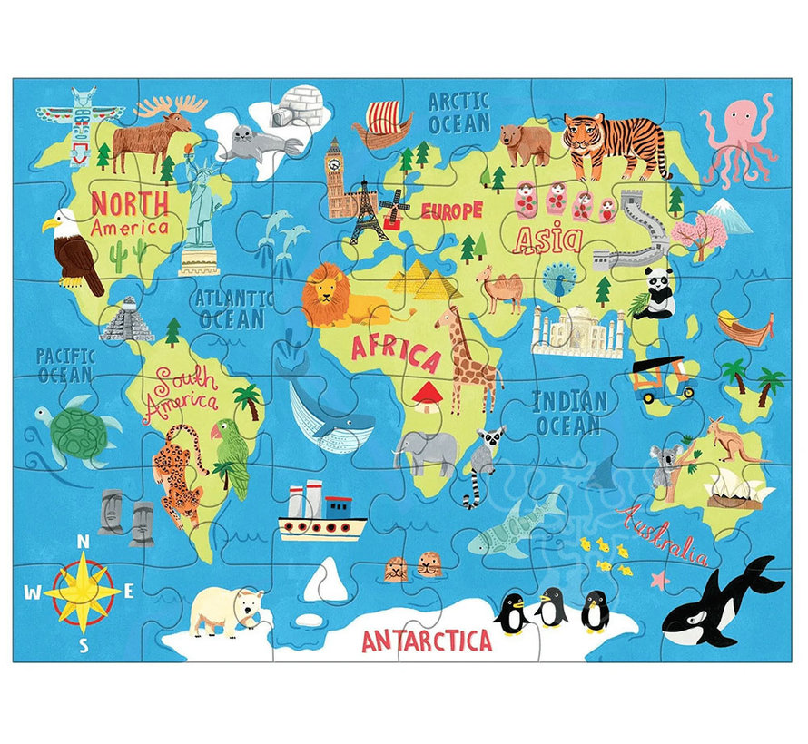 Mudpuppy Puzzle to Go Map of the World Puzzle 36pcs