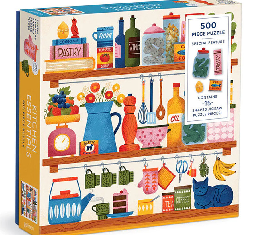 Galison Kitchen Essentials Puzzle with 15 Shaped Pieces 500pcs