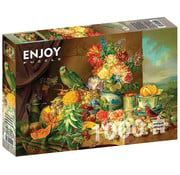 ENJOY Puzzle Enjoy Josef Schuster: Still Life with Fruit Flowers and a Parrot Puzzle 1000pcs
