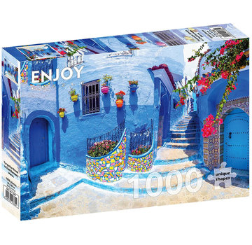 ENJOY Puzzle Enjoy Turquoise Street in Chefchaouen, Maroc Puzzle 1000pcs