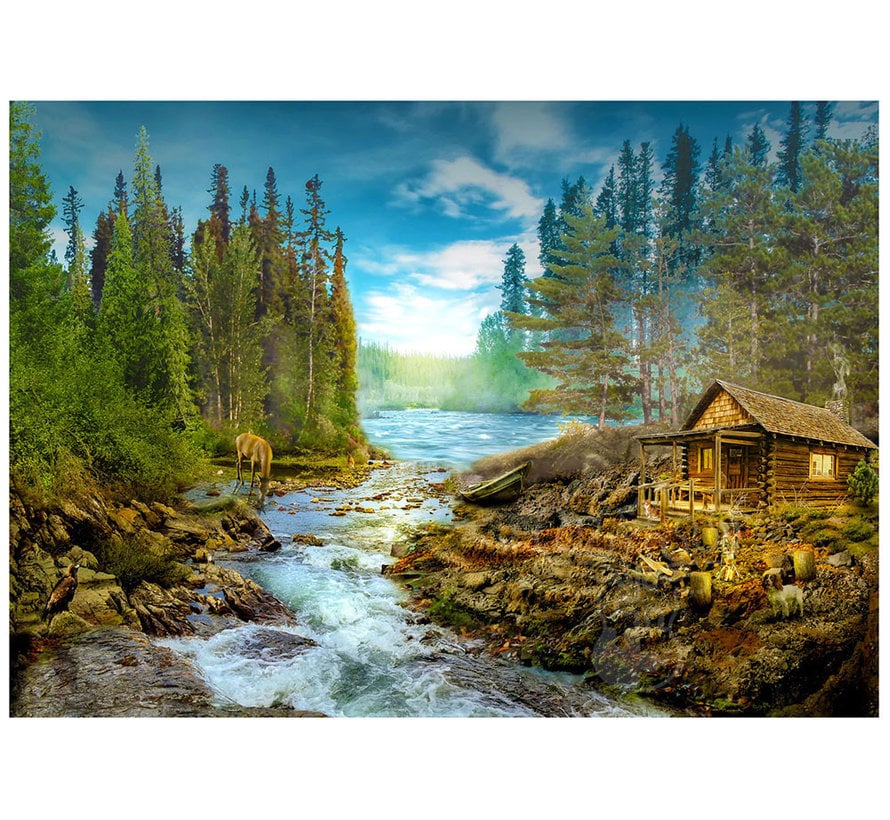 Enjoy A Log Cabin by the Rapids Puzzle 1000pcs