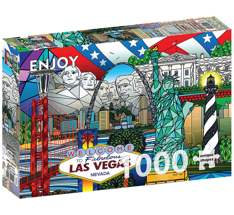 FINAL SALE Enjoy American Landmarks Collage Puzzle 1000pcs