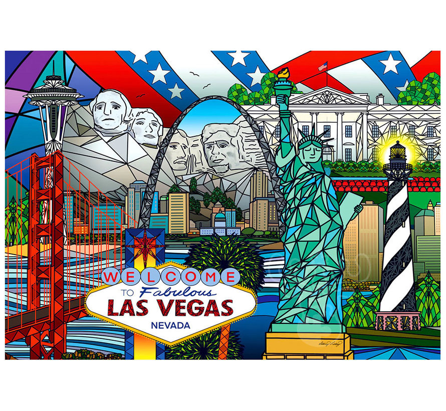 FINAL SALE Enjoy American Landmarks Collage Puzzle 1000pcs