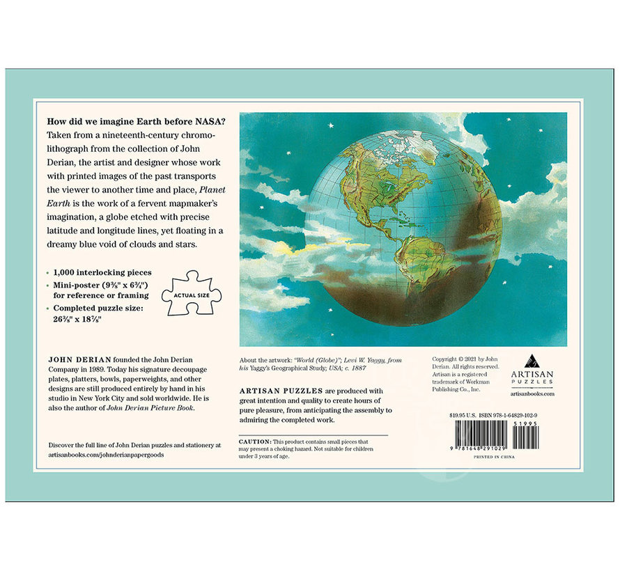FINAL SALE Artisan John Derian Paper Goods: Planet Earth Puzzle 1000pcs