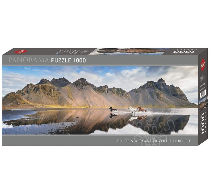 Heye Edition Alexander von Humboldt: Iceland Horses Panorama Puzzle 1000pcs