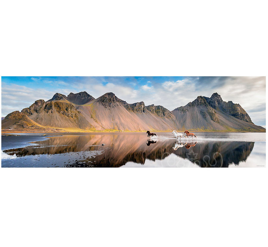 Heye Edition Alexander von Humboldt: Iceland Horses Panorama Puzzle 1000pcs