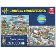 Jumbo Jumbo Jan van Haasteren - Traffic Chaos By Air, Land & Sea Puzzle 2 x 1000pcs