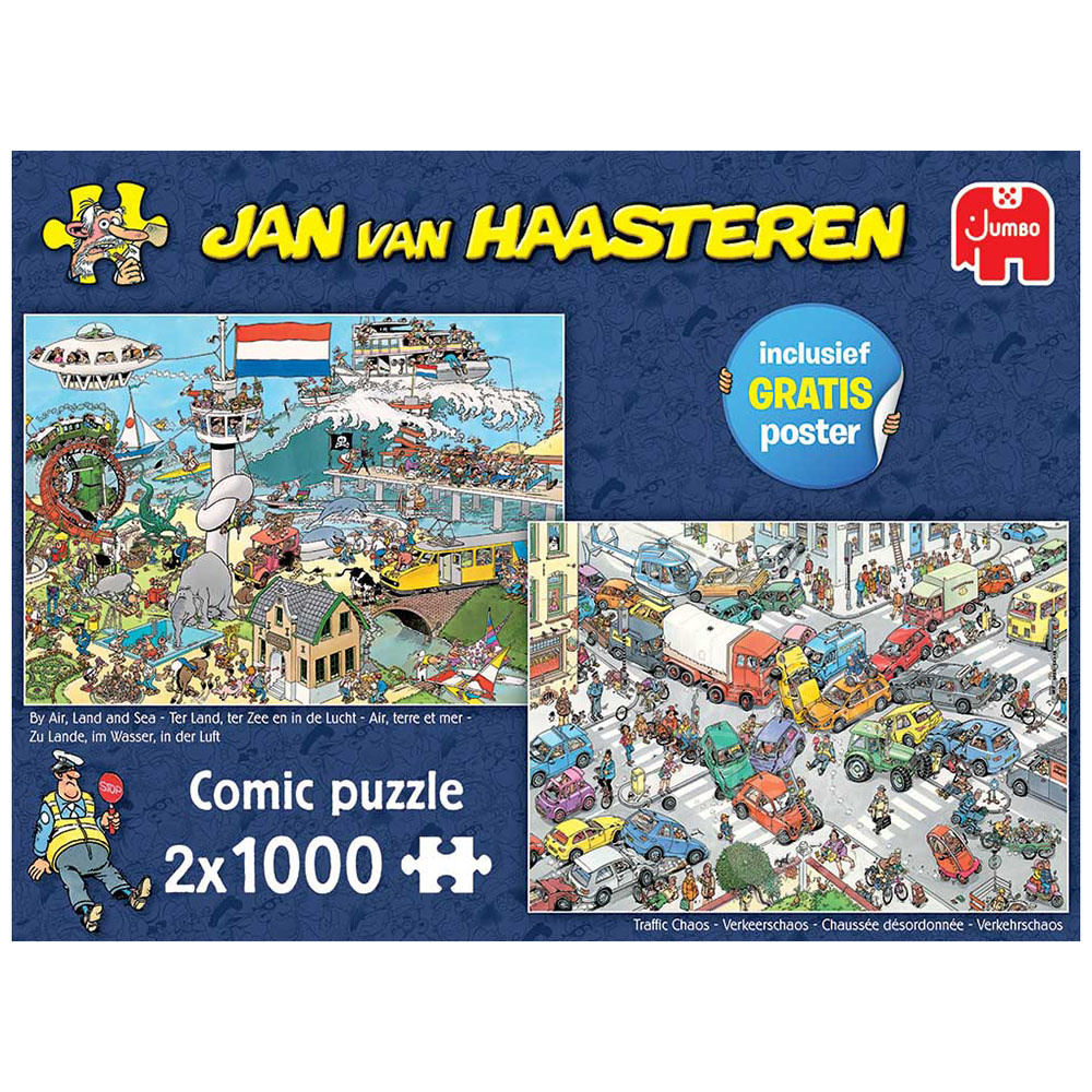 Jumbo Jan van Haasteren Traffic Chaos By Air, Land & Sea Puzzle 2 x