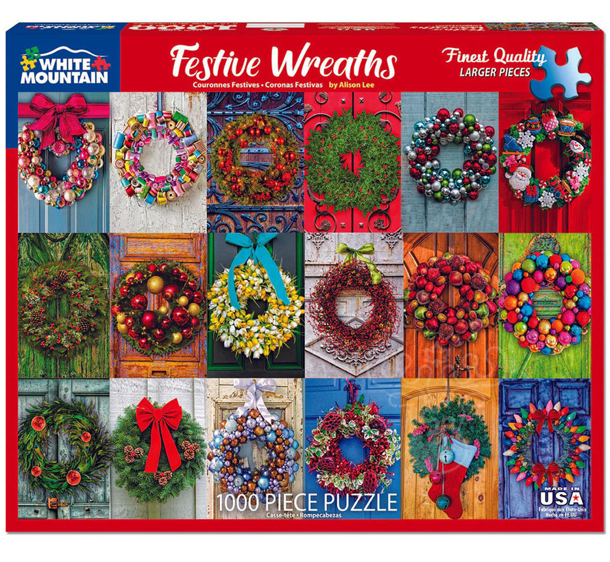 White Mountain Festive Wreaths Puzzle 1000pcs