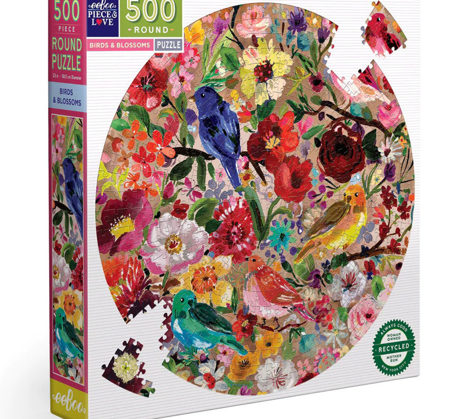 eeBoo Birds & Blossoms Round Puzzle 500pcs