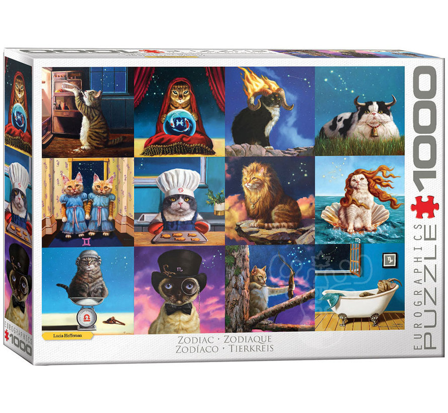 Eurographics Artist Label Heffernan: Zodiac Cats Puzzle 1000pcs