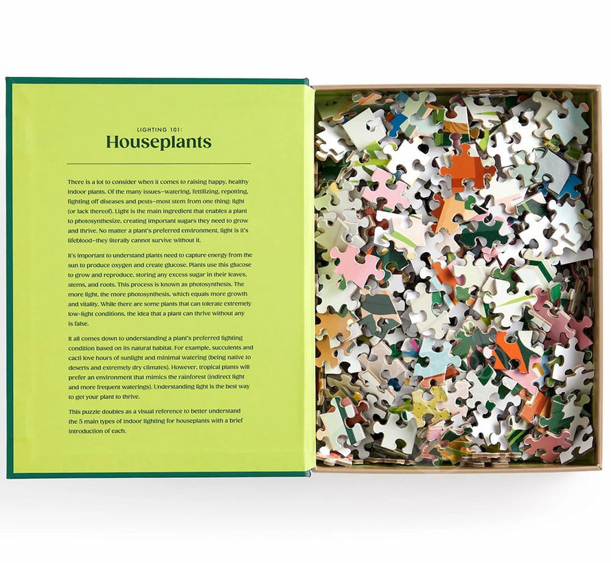 Galison Lighting 101: Houseplants Puzzle 500pcs in a Book Box