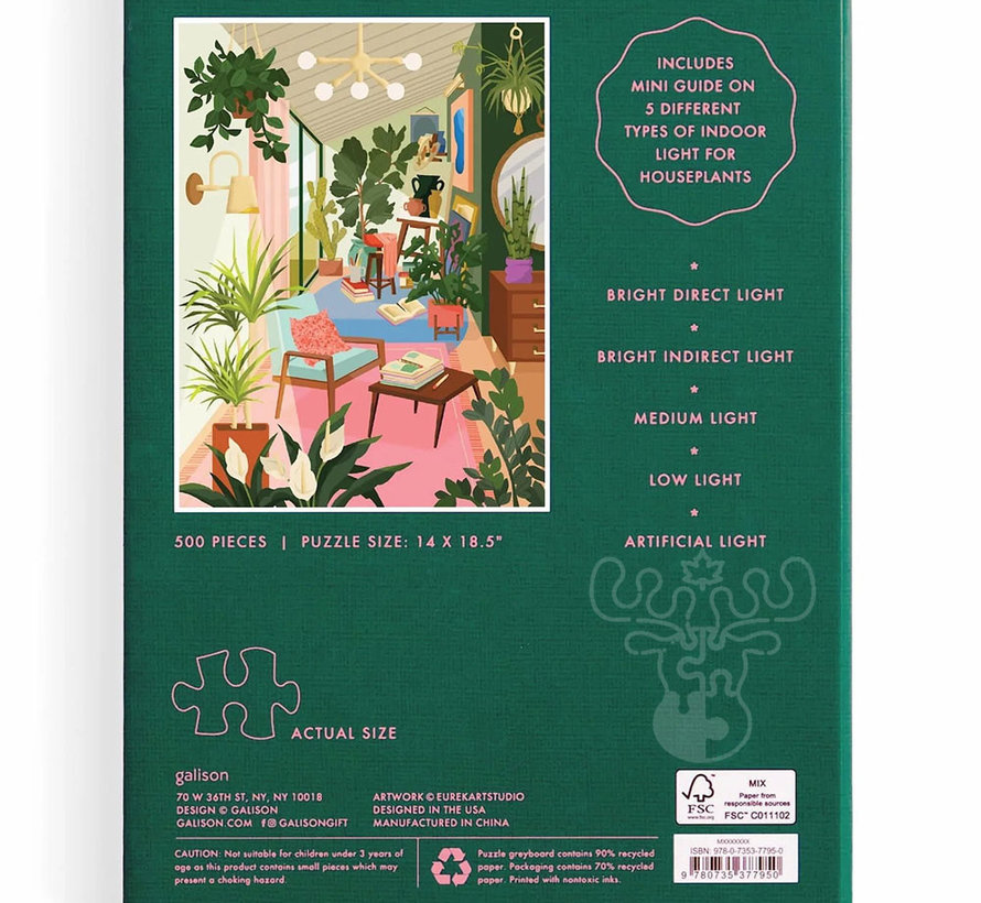 Galison Lighting 101: Houseplants Puzzle 500pcs in a Book Box