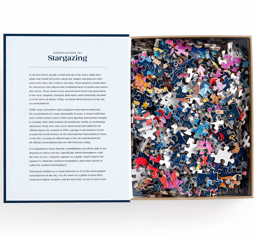 Galison Constellations 101: Stargazing Puzzle 500pcs in a Book Box