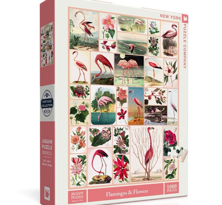 New York Puzzle Co. Vintage Collection: Flamingos and Flowers Puzzle 1000pcs