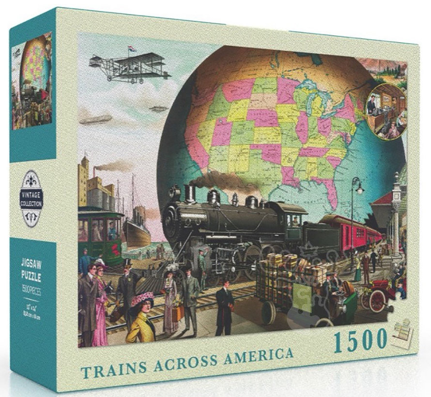 New York Puzzle Co. Vintage Collection: Trains Across America Puzzle 1500pcs