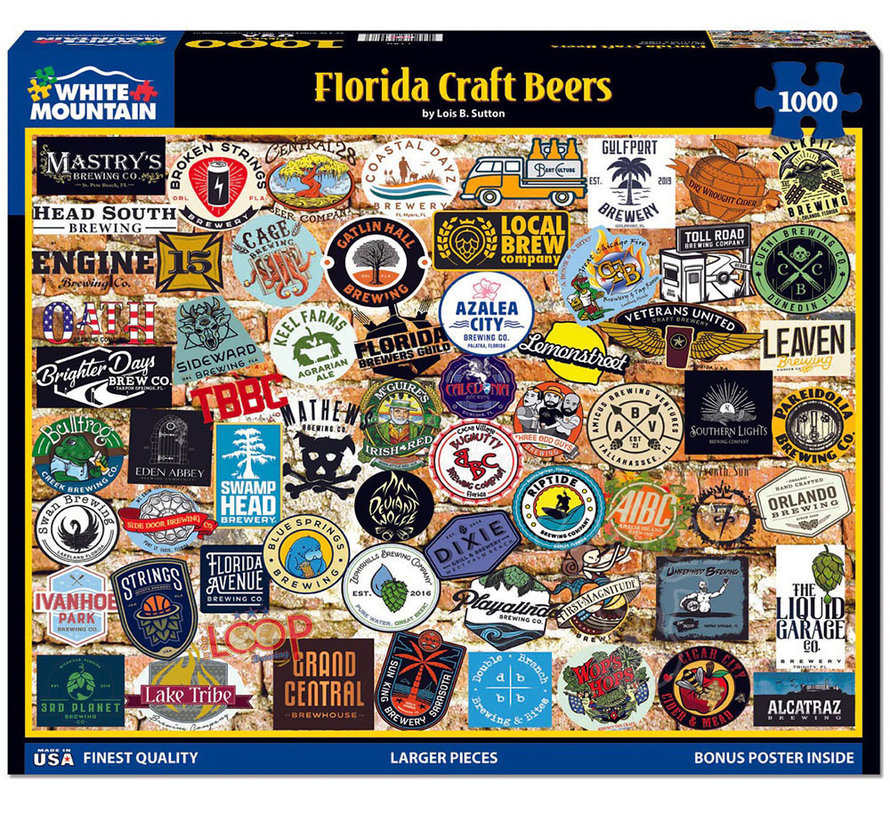 FINAL SALE White Mountain Florida Craft Beer Puzzle 1000pcs RETIRED