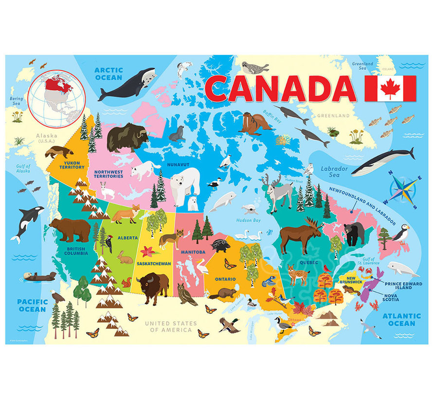 Eurographics Illustrated Map of Canada Puzzle 100pcs