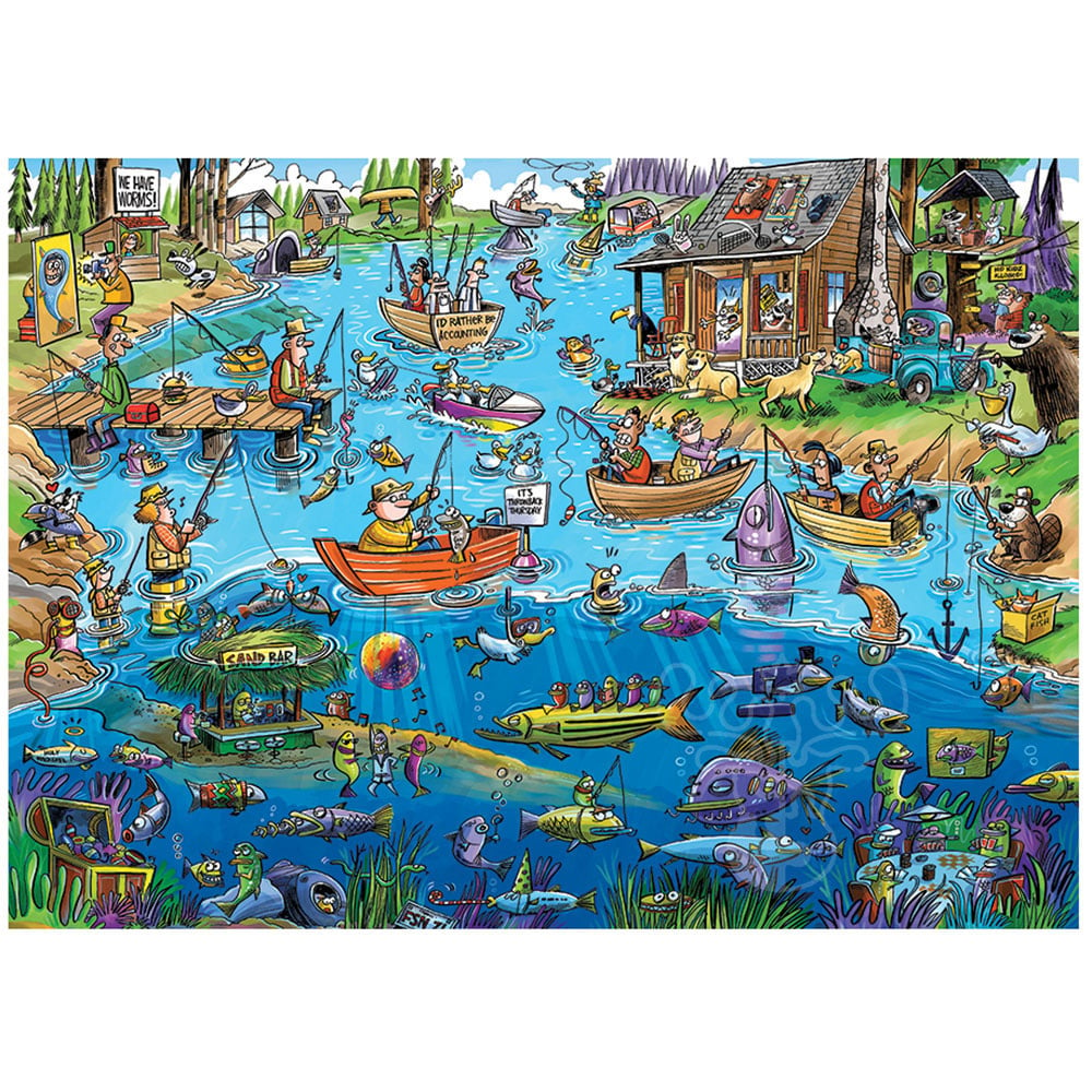 Cobble Hill DoodleTown: Gone Fishing Puzzle 1000pcs - Puzzles Canada
