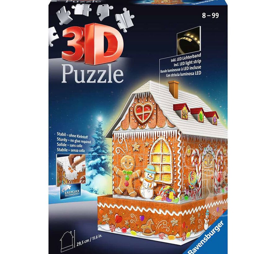 Ravensburger 3D Gingerbread House Night Edition Puzzle