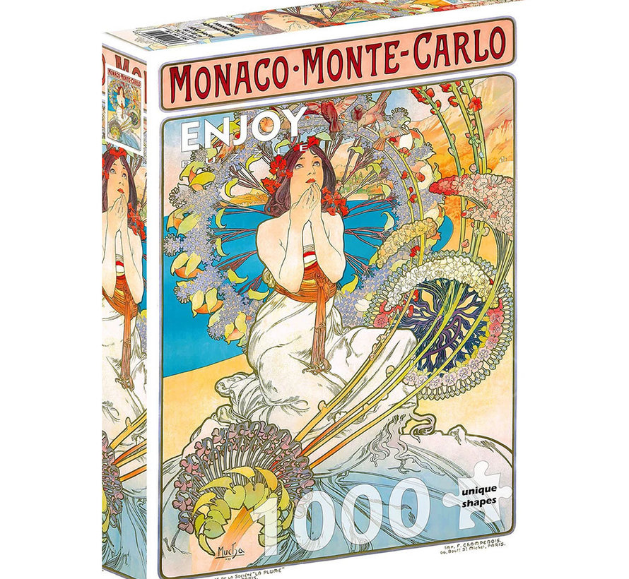 Enjoy Alfons Mucha: Monaco Monte Carlo, Alphonse Mucha Puzzle 1000pcs