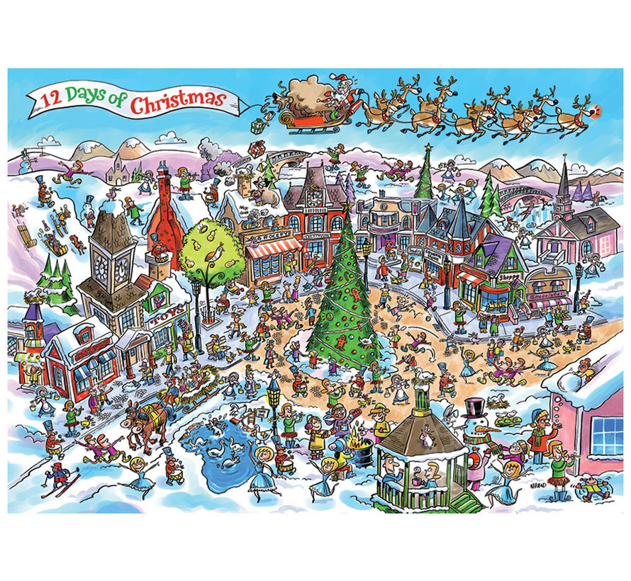 Cobble Hill Doodletown 12 Days of Christmas Puzzle 1000pcs