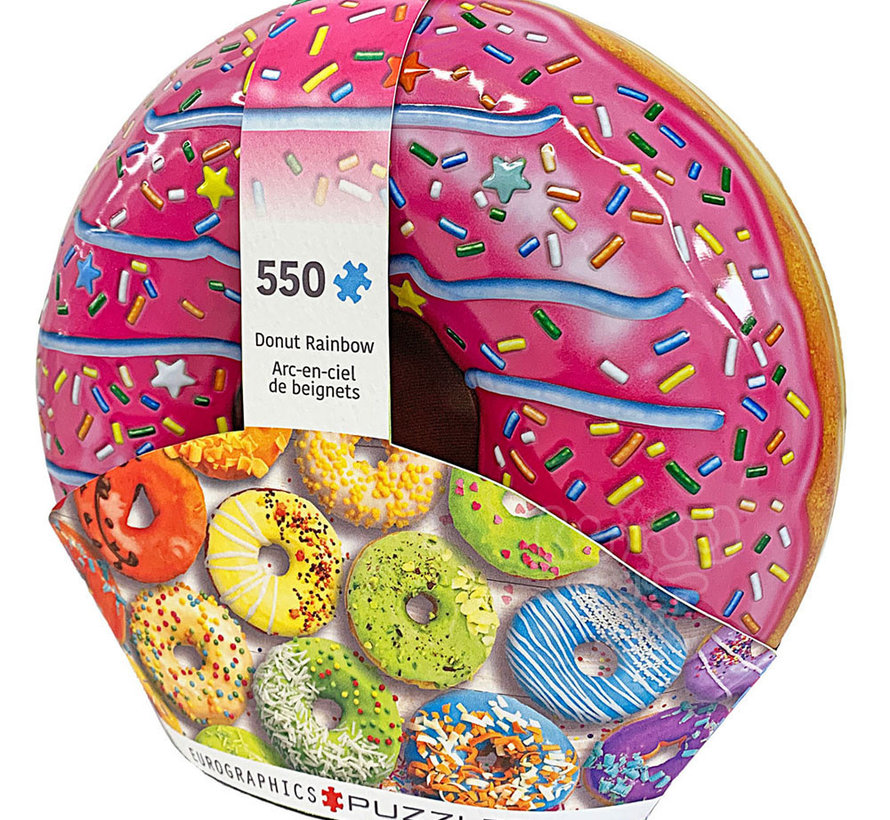Eurographics Donut Rainbow Puzzle 550pcs in a Donut Shaped Tin