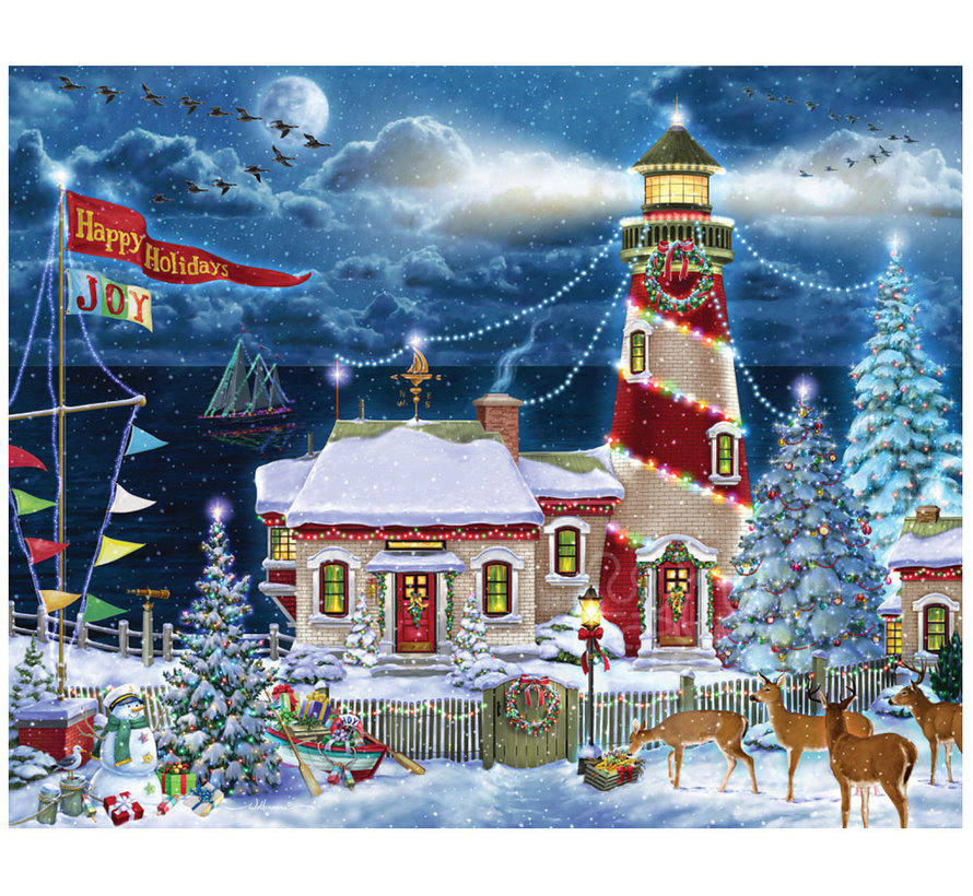 Vermont Christmas Co. Christmas Lighthouse Puzzle 1000pcs