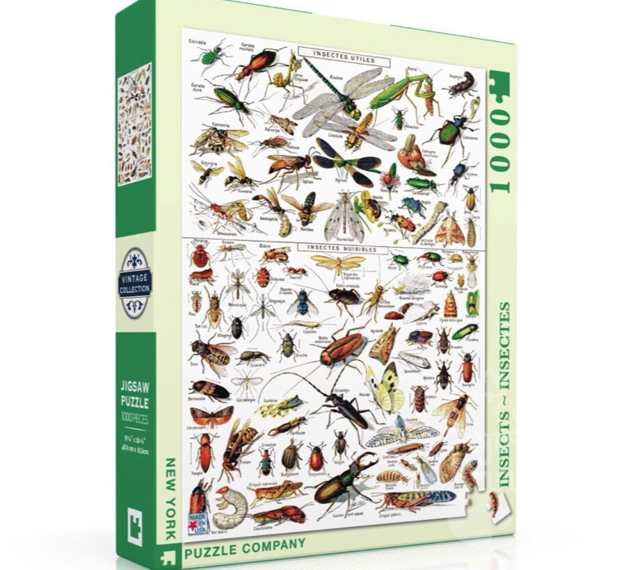 FINAL SALE New York Puzzle Co. Vintage Collection: Insects ~ Insectes Puzzle 1000pcs