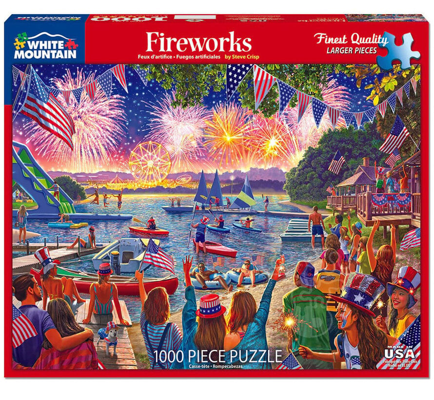 White Mountain 4th of July Fireworks Puzzle 1000pcs