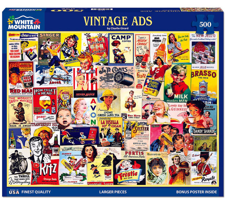 White Mountain Vintage Ads Puzzle 500pcs