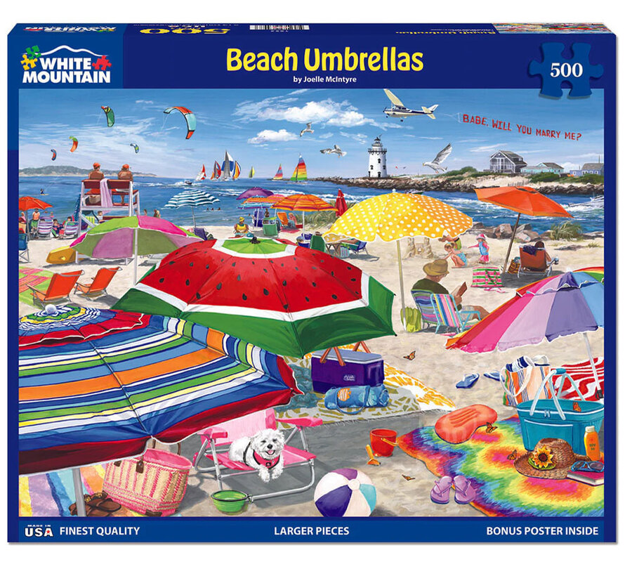 White Mountain Beach Umbrellas Puzzle 500pcs